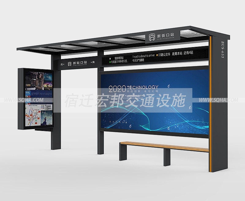 公交站候車(chē)亭配置圖